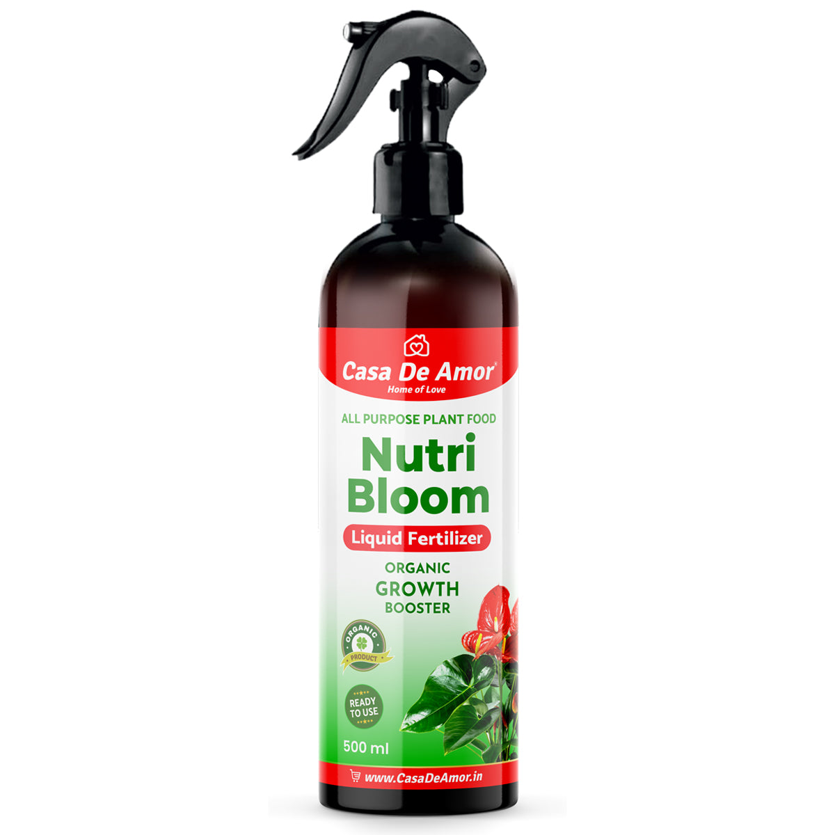 Casa De Amor Nutri Bloom – Plant Growth Booster for Potted Indoor and Outdoor Plants, Balanced Macro & Micro Nutrients, Ready to Use Spray- 500ml