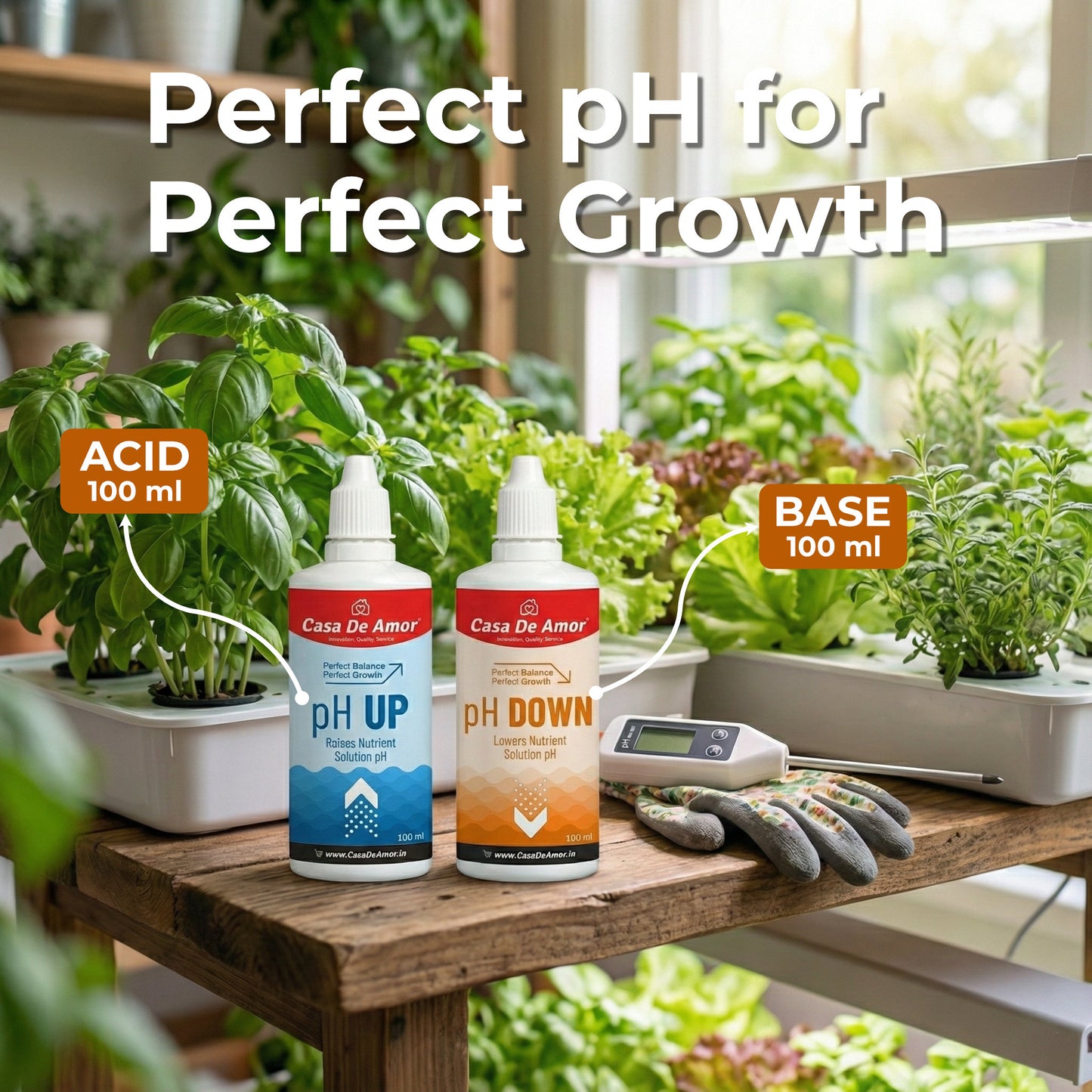 Casa De Amor pH Down for Plants | Lowers High pH in Hydroponics & Soil | Plant pH Adjuster for Indoor & Outdoor Gardening | Supports Healthy Growth