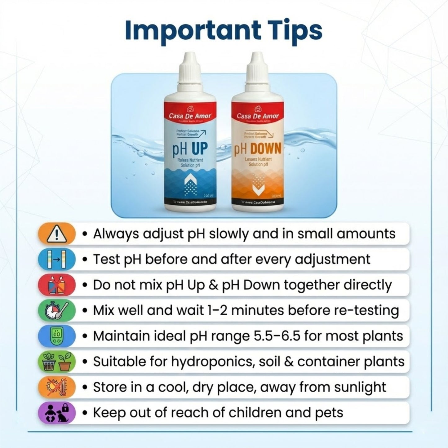 Casa De Amor pH Down for Plants | Lowers High pH in Hydroponics & Soil | Plant pH Adjuster for Indoor & Outdoor Gardening | Supports Healthy Growth
