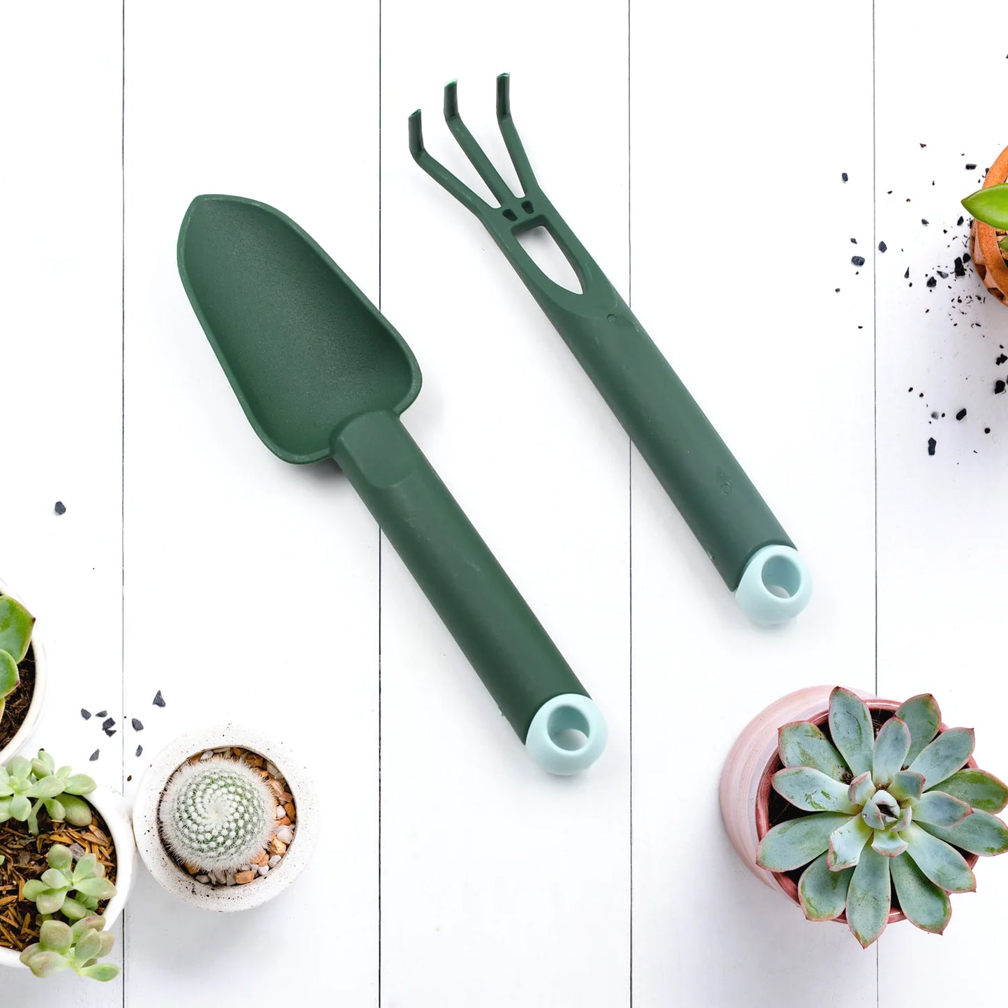 Casa De Amor Mini Gardening Tools Kit - Cultivator and Trowel | Heavy Duty Plastic (2 Piece)