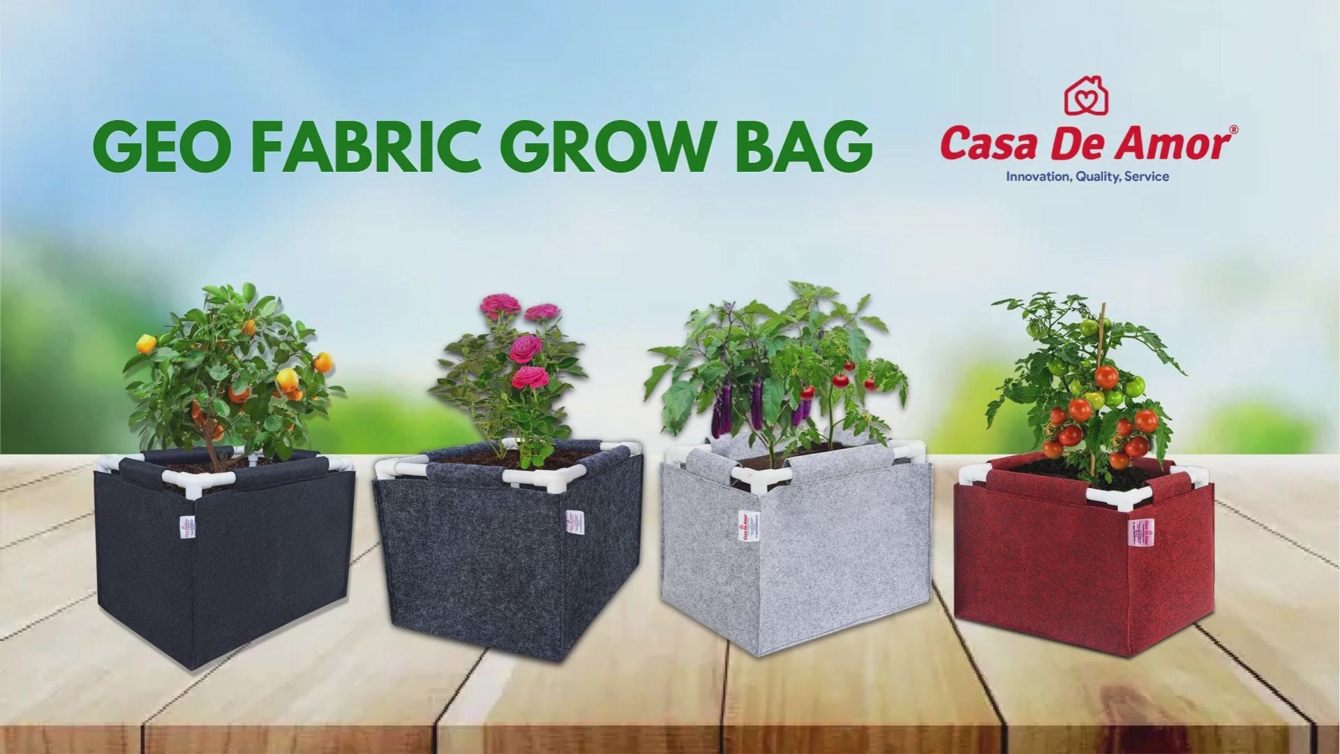 Casa De Amor 350 GSM Geo Fabric Rectangular Plant Grow Bag with PVC Pi