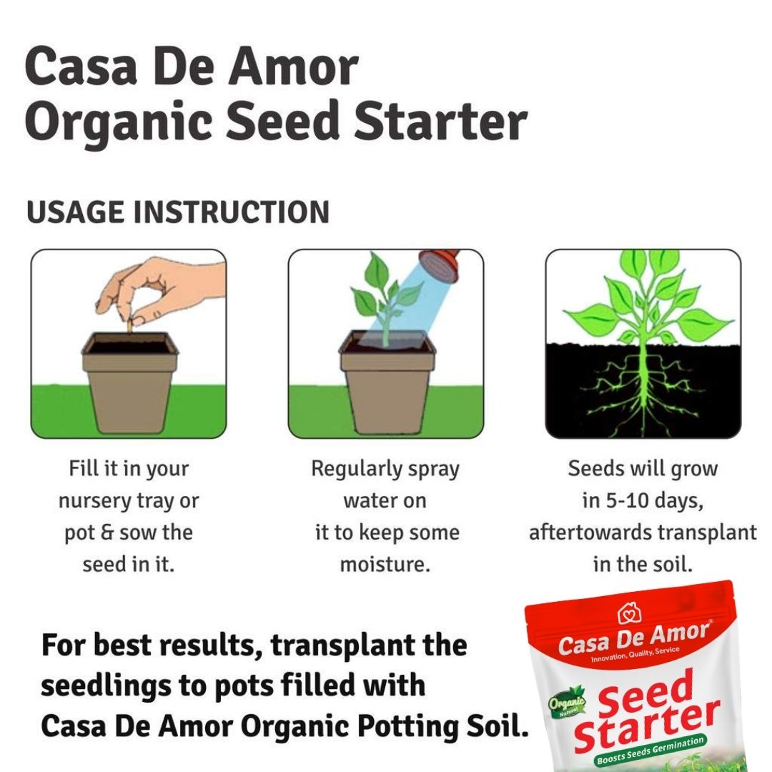 Casa De Amor Organic Seed Starter Mix for Seed Germination & Healthy Seedling