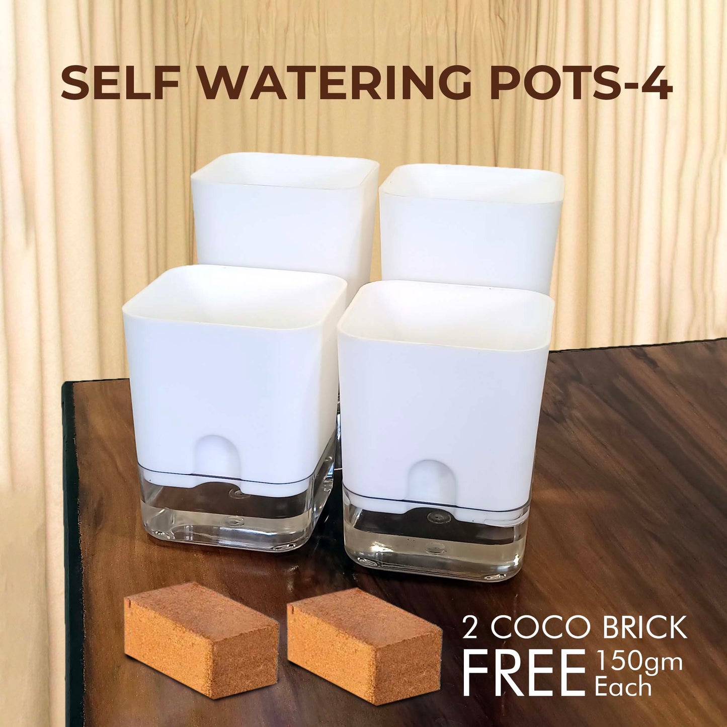 Casa De Amor Self Watering Pots for Indoor Plants | Home Decor, Living Room, Table Top | Plants not Included | 150gm Coco Brick Free