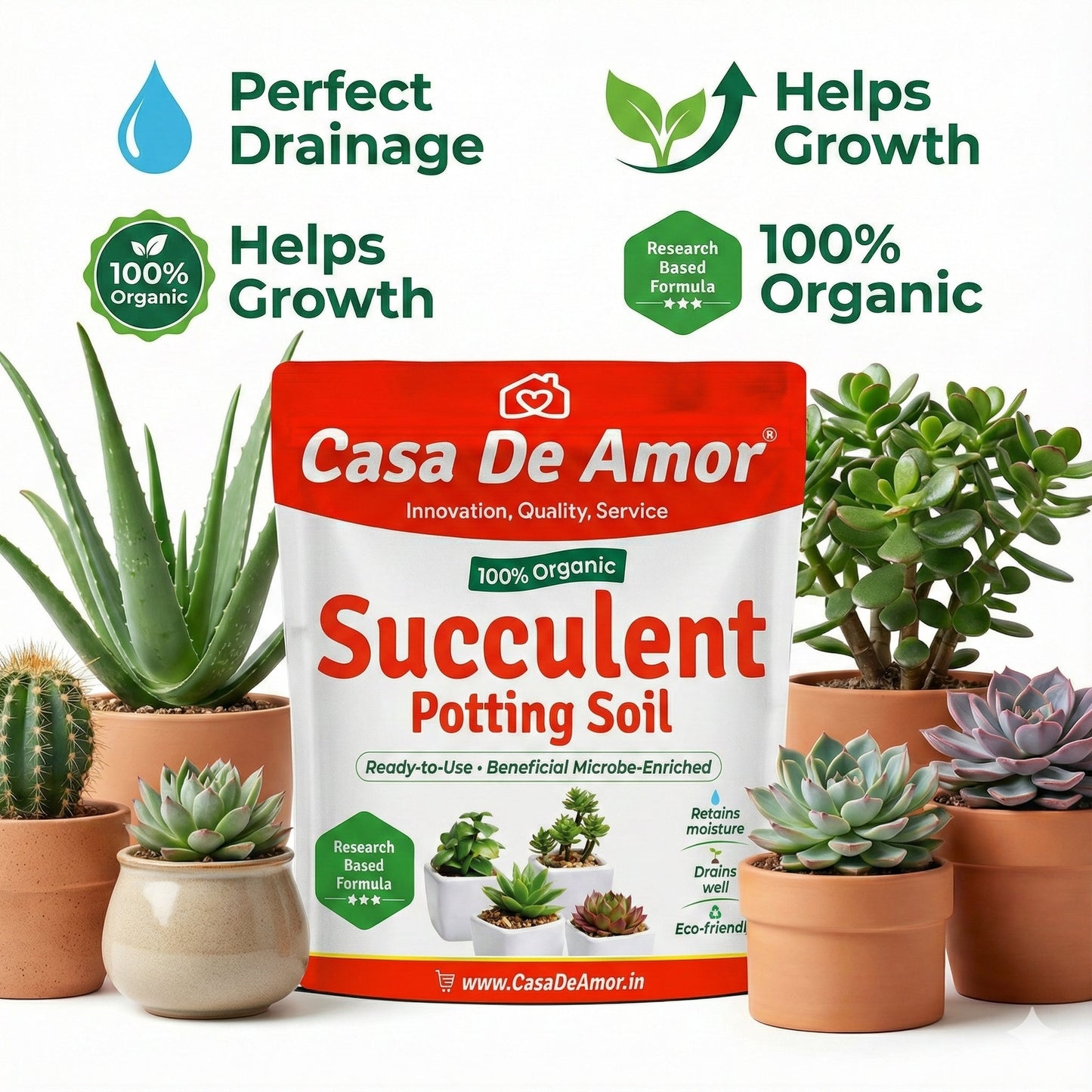 Succulents Potting Soil 100% Organic Special Research Based Formula for All Succulent Plants