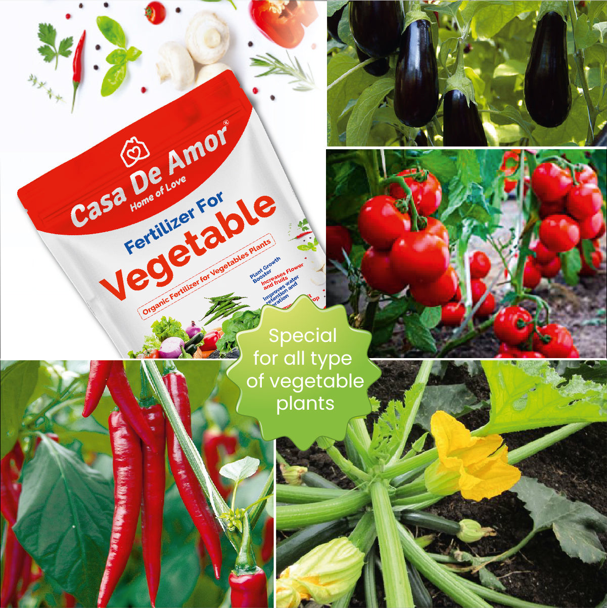 Casa De Amor Vegetable Fertilizer Organic, for Home, Balcony, Terrace & Outdoor Gardening