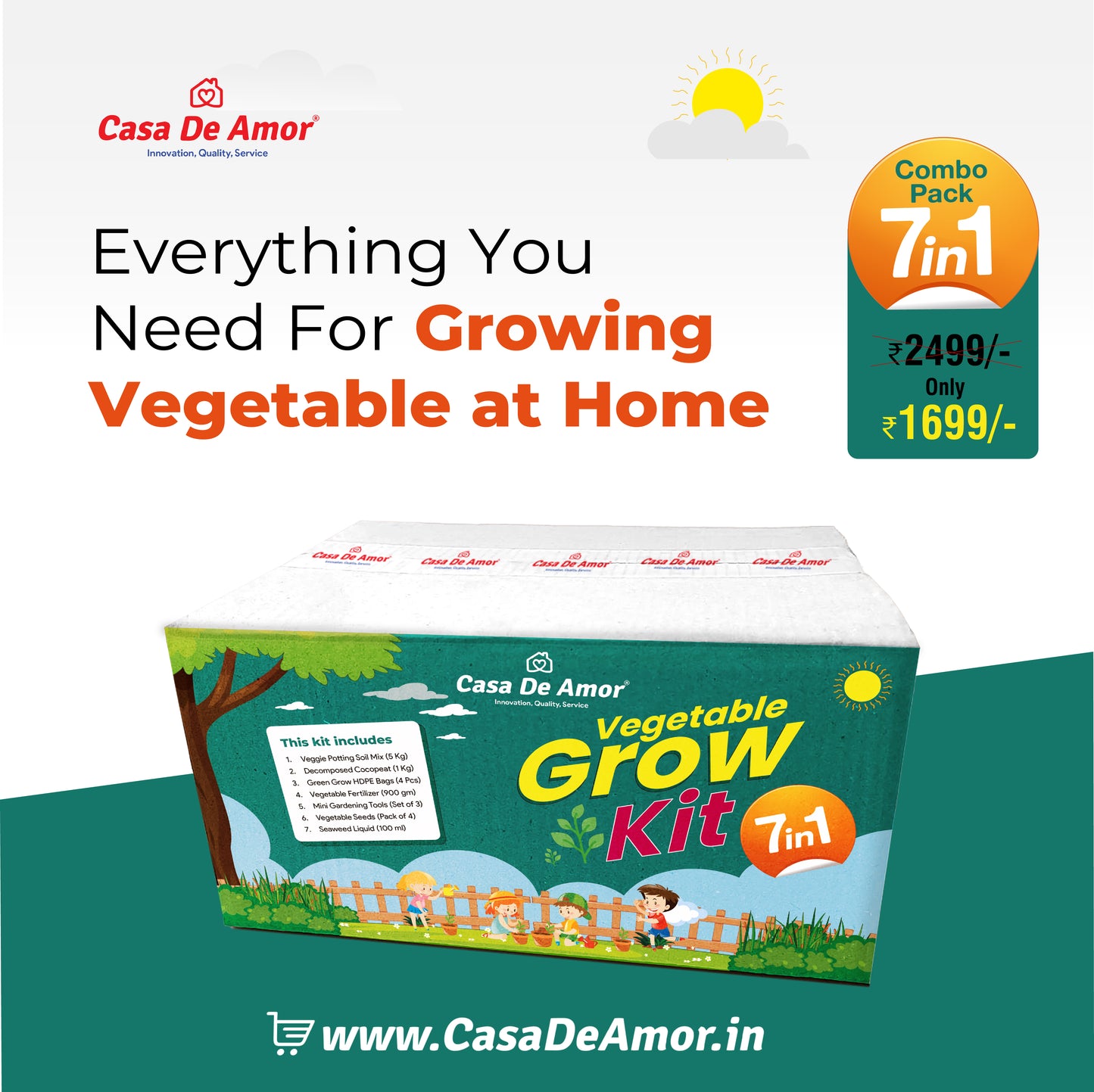 Casa De Amor Vegetable Grow Kit (Combo Pack- 7 in 1)