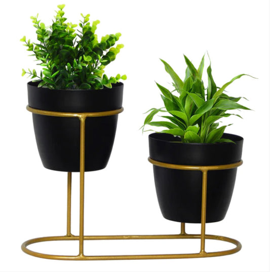 Casa De Amor Metal Pot with Stand, Decorative Stand for Indoor Plants