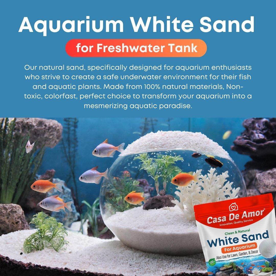 Casa De Amor White Sand Aquarium, Natural Sugar Size for Aquarium Decoration/ Home & Garden/ Lawn / Terrarium/ Quartz