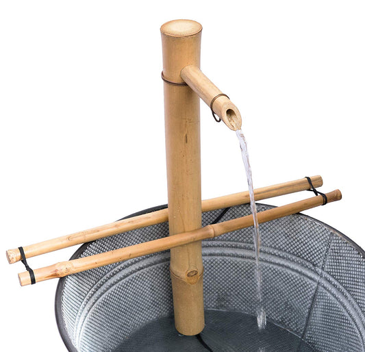 Bamboo Water Fountain, Smooth Split-Resistant Bamboo, 18 Inches