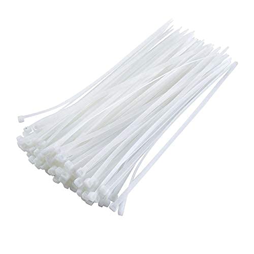 Casa De Amor 8 Inches Nylon Cable Zip Ties Heavy Duty Pack of 100 (White)