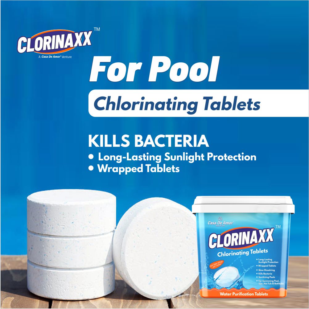 Casa De Amor Clorinaxx Swimming Pool Water Purifier Tablet Chlorine TCCA 90, 200 gm Tablets