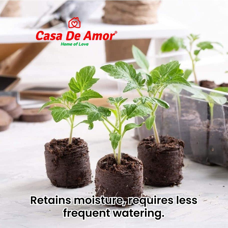 Casa De Amor Seed Starter Coco Disc | Coco Pellets | Coco Coin | Hydroponics Seed Germination kit - Coir Fiber Cocopeat Seedling Coins 30 mm