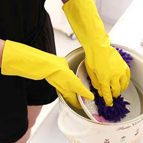 Casa De Amor Reusable and Washable Dish washing / Kitchen / Industrial / Gardening Rubber Latex Hand Cleaning Gloves For Men Women 12 Inches Long