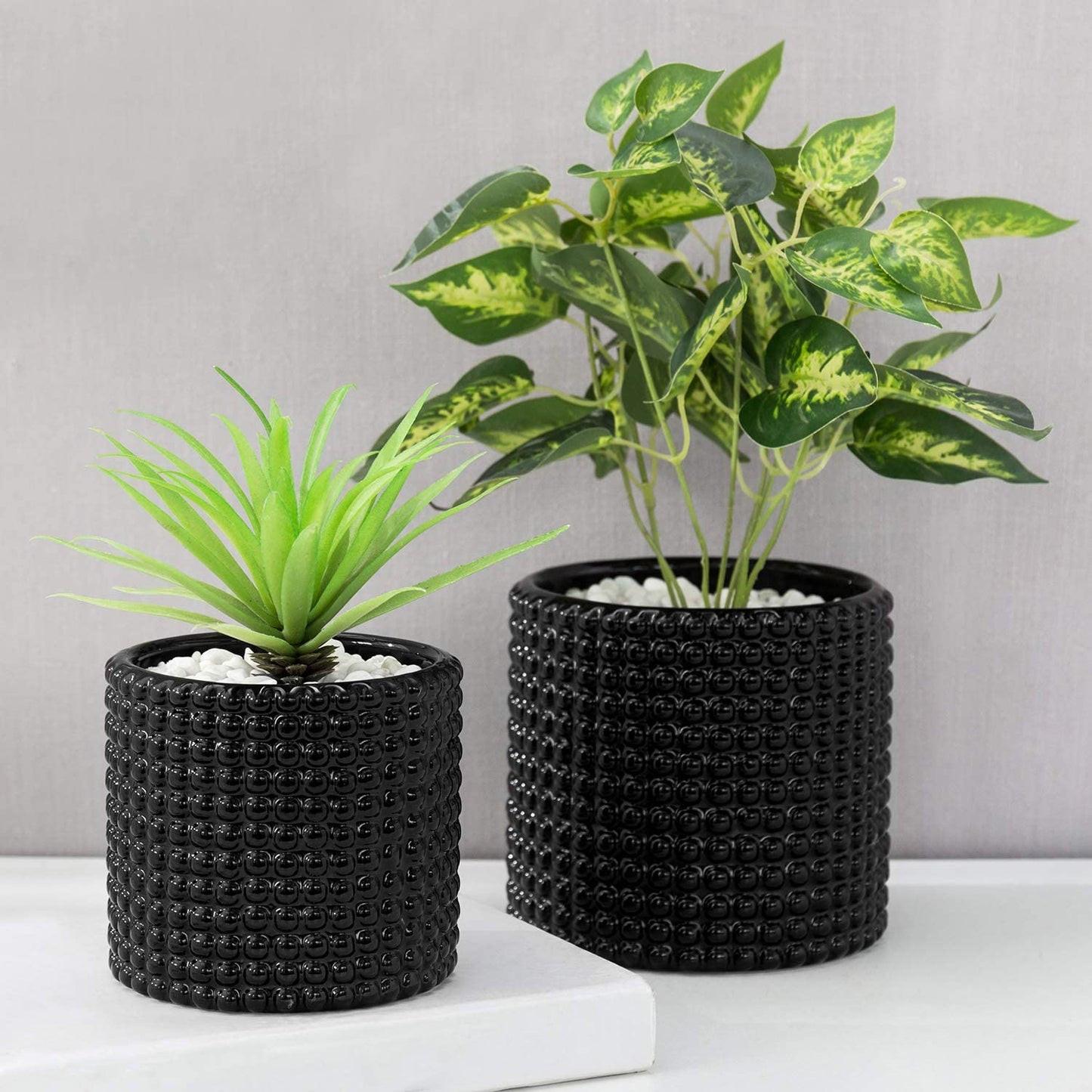 Casa De Amor Air Pot/Right Pot Black Color Containers (Set of 2)