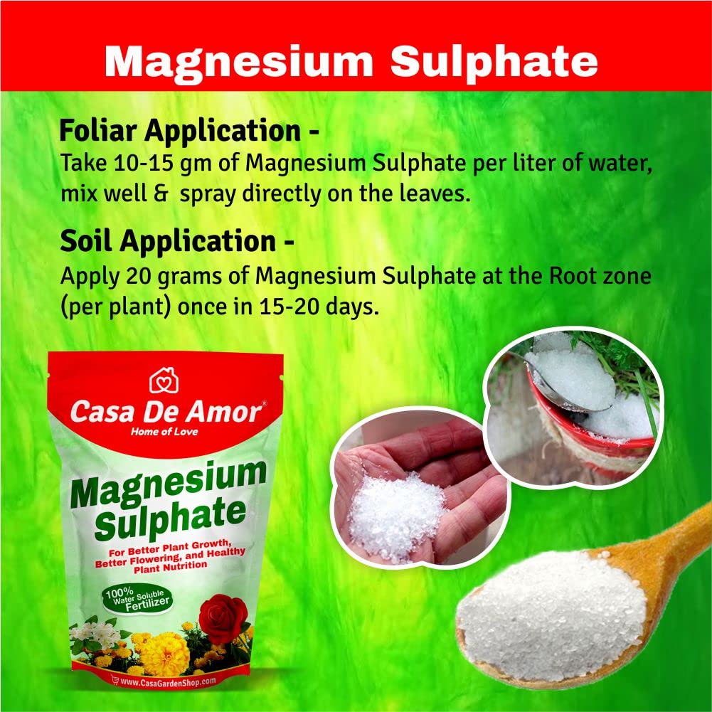 Casa De Amor Magnesium Sulphate for Better Plant Growth, Suitable for all types of plants - flowers, vegetables, indoor plants, outdoor plants