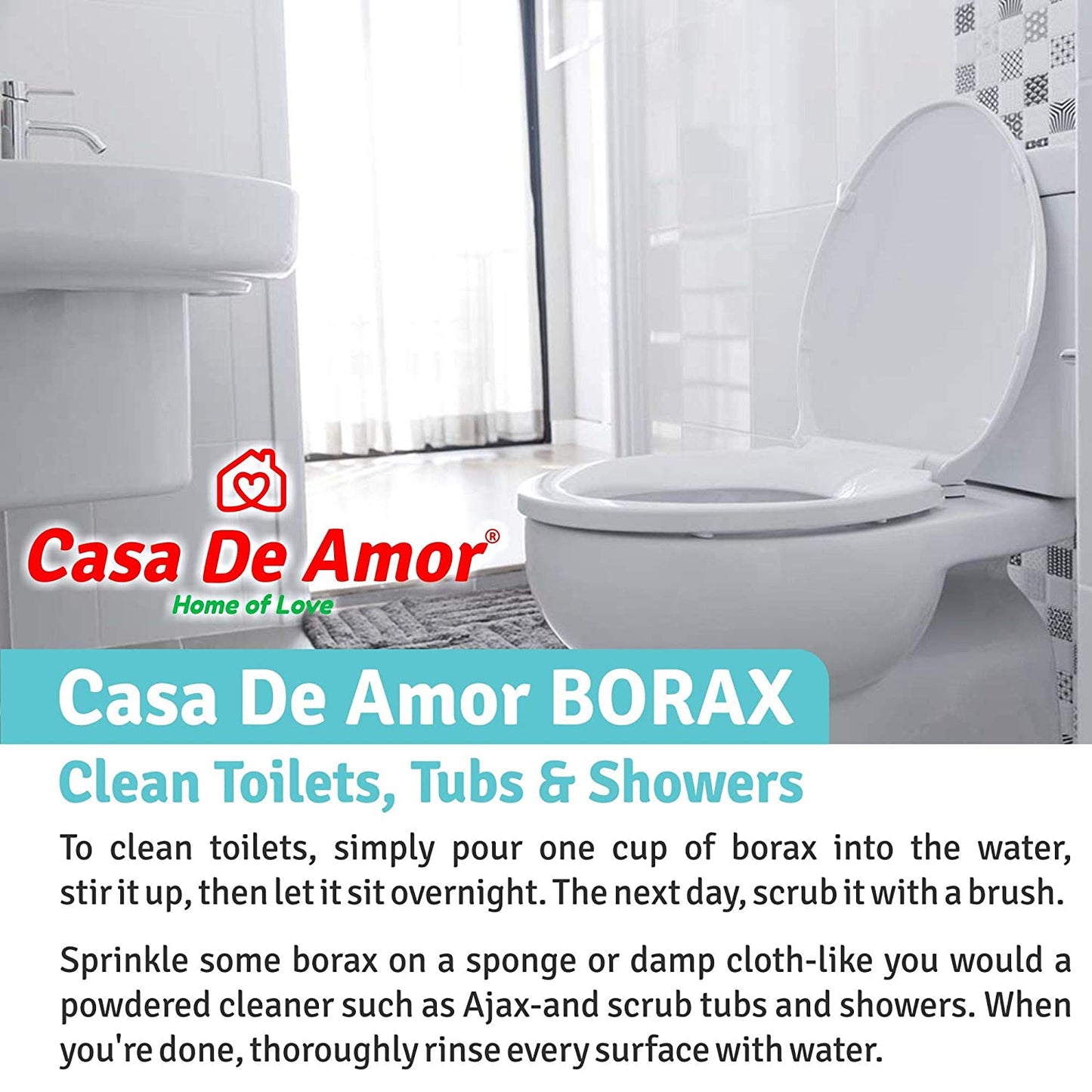 Casa De Amor Borax Powder 100% Pure for Whitening & Cleaning (400 gm) + Epsom Salt White (400 gm)- Combo Pack