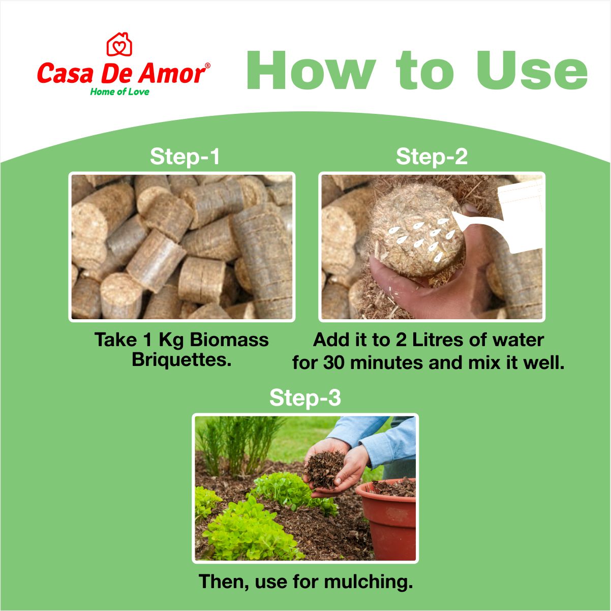 Casa De Amor Biomass Briquettes for Mulching in Gardens