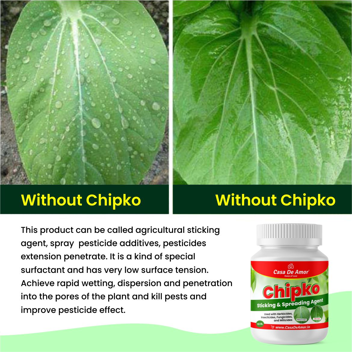 Casa De Amor Chipko Sticking & Spreading Agent (Used with Herbicides, Insecticides, Fungicides & Miticides)