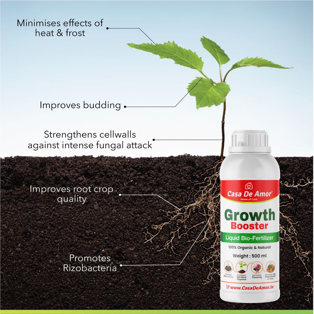 Casa De Amor Growth Booster Liquid Bio-Fertilizer for All Plants, Perfect to Use On Indoor/Outdoor Plants