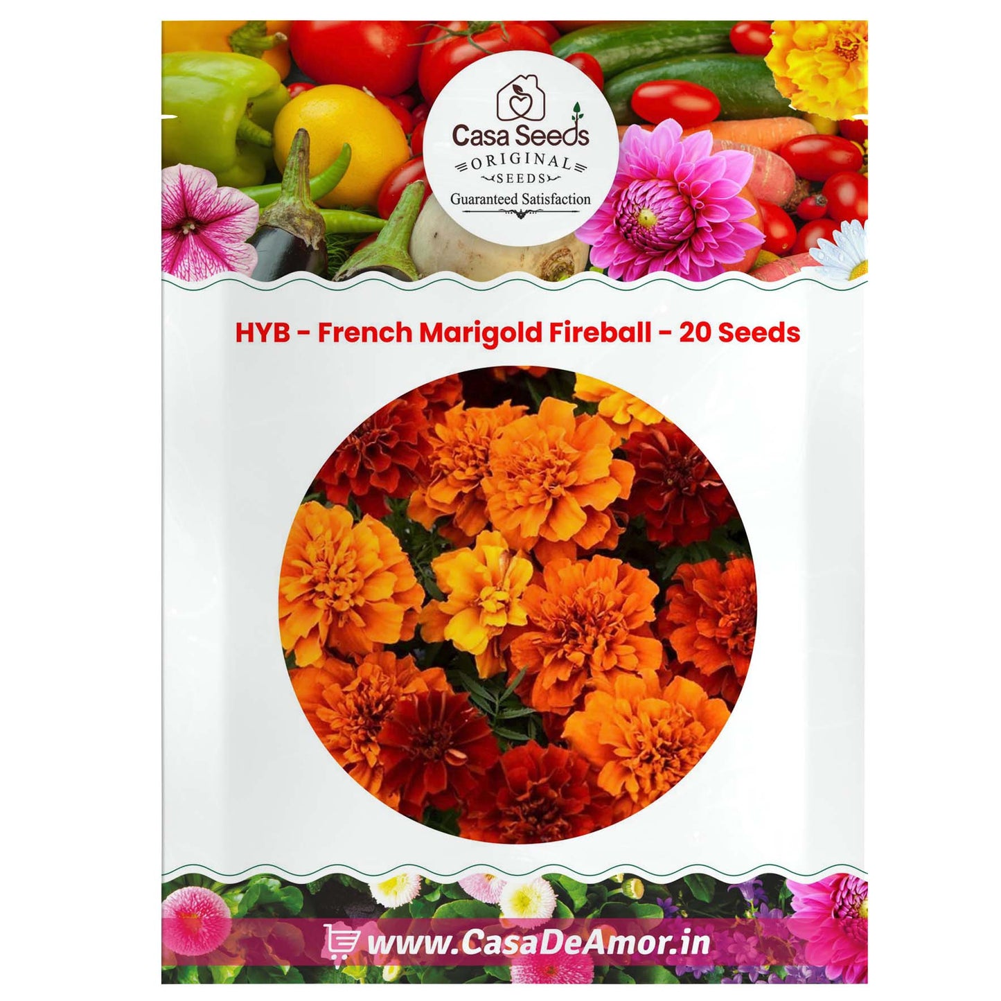 HYB - French Marigold Fireball - 20 Seeds
