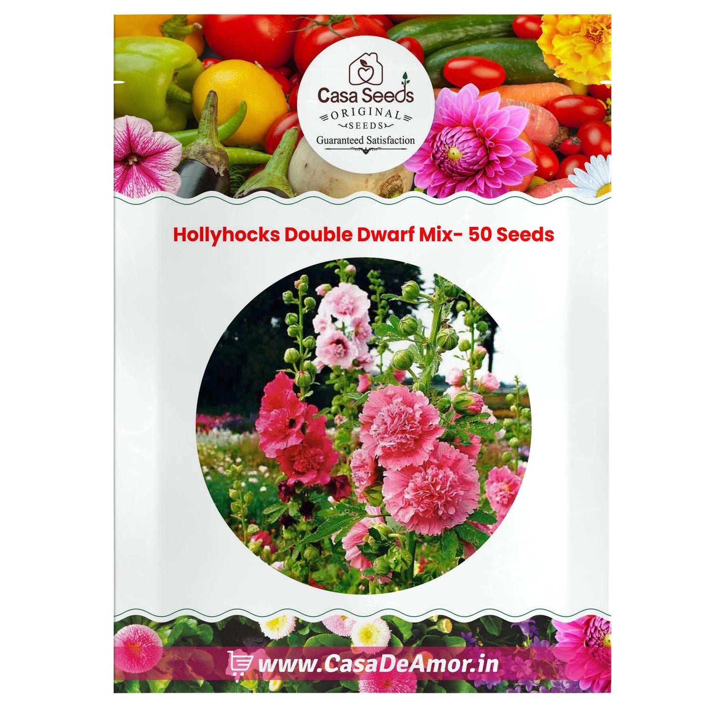 Hollyhocks Double Dwarf Mix- 50 Seeds