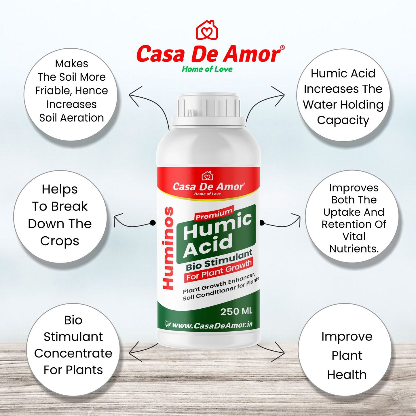 Casa De Amor Liquid Humic Acid Bio-Fertilizer for Plants and Root Growth Promoter