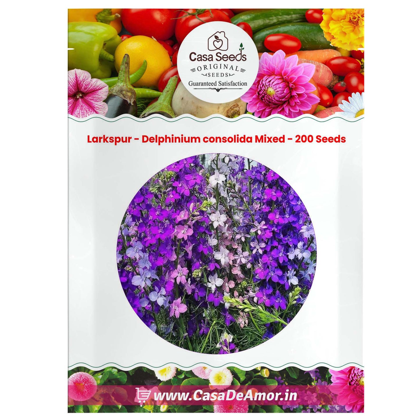 Larkspur - Delphinium consolida Mixed - 200 Seeds