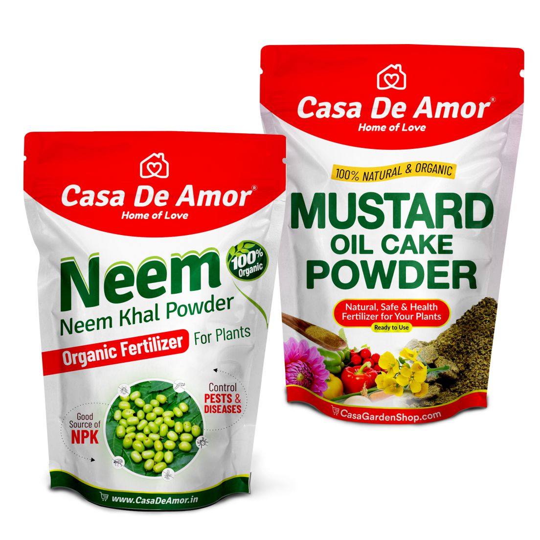 Casa De Amor Special Combo Pack- Neem Khal Powder (900 gm)+Mustard Oil Cake Powder (900 gm) total 1800 gm