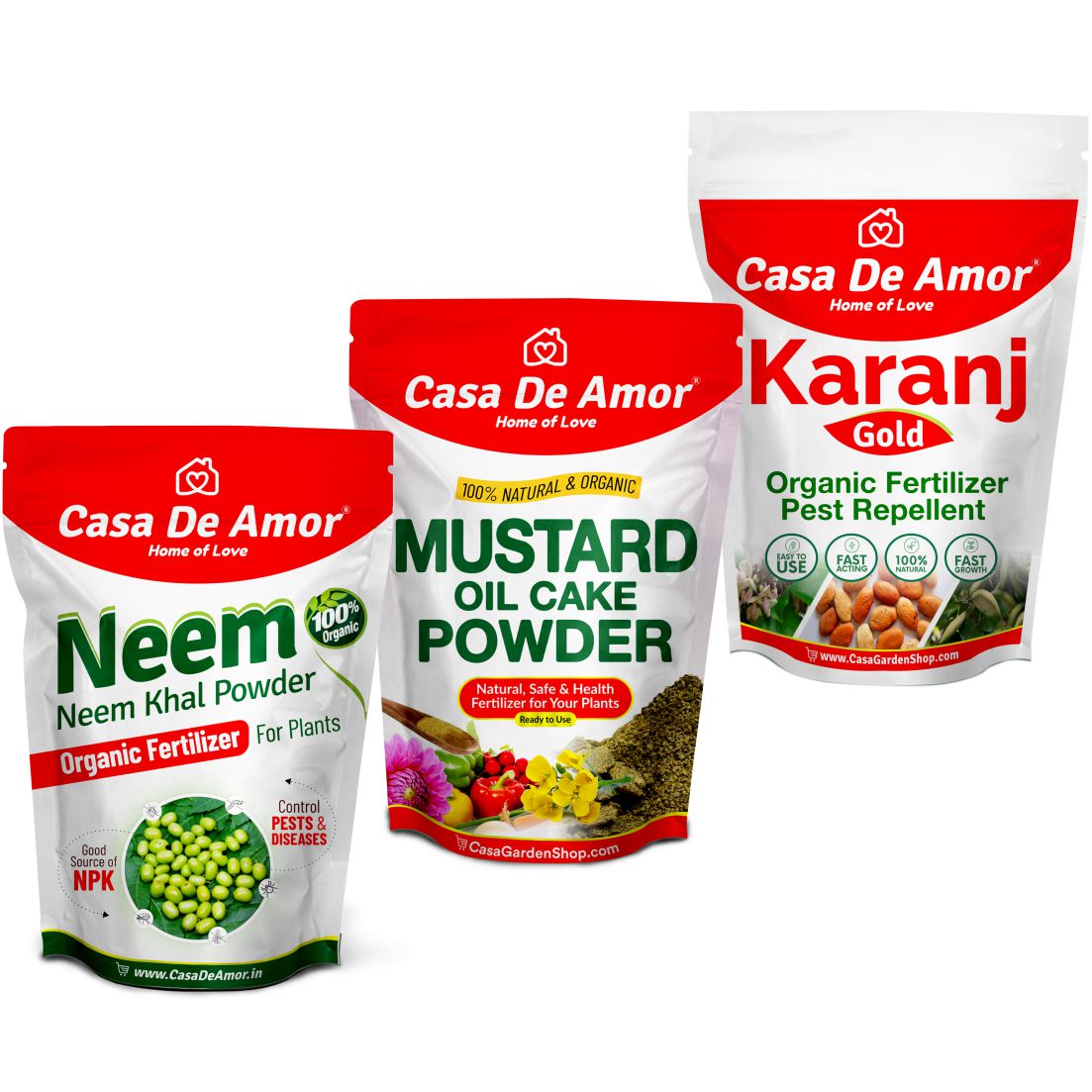 Casa De Amor Neem Khal Powder (900 gm) + Mustard Oil Cake Powder (900 gm) + Karanj Powder (900 gm)- Combo Pack (Total 2700 gm)