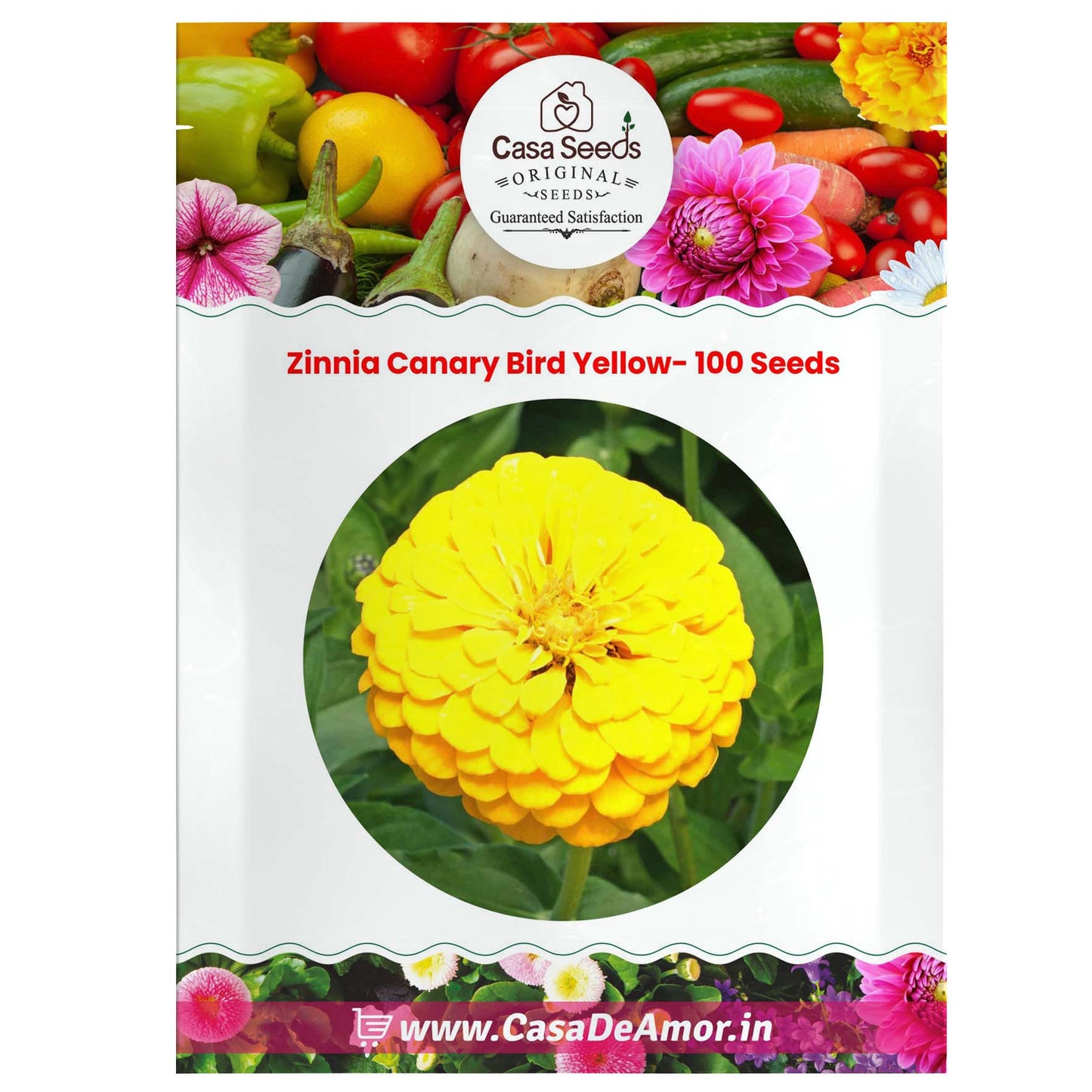 Zinnia Canary Bird Yellow- 100 Seeds