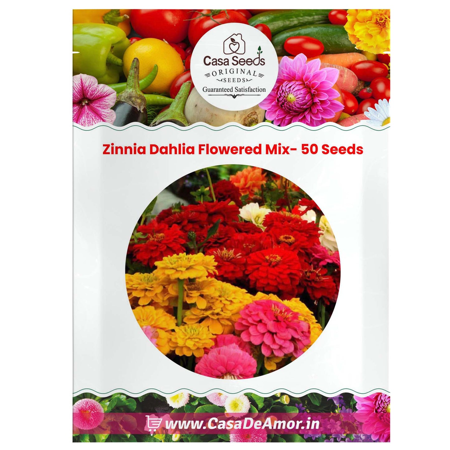 Zinnia Dahlia Flowered Mix- 50 Seeds