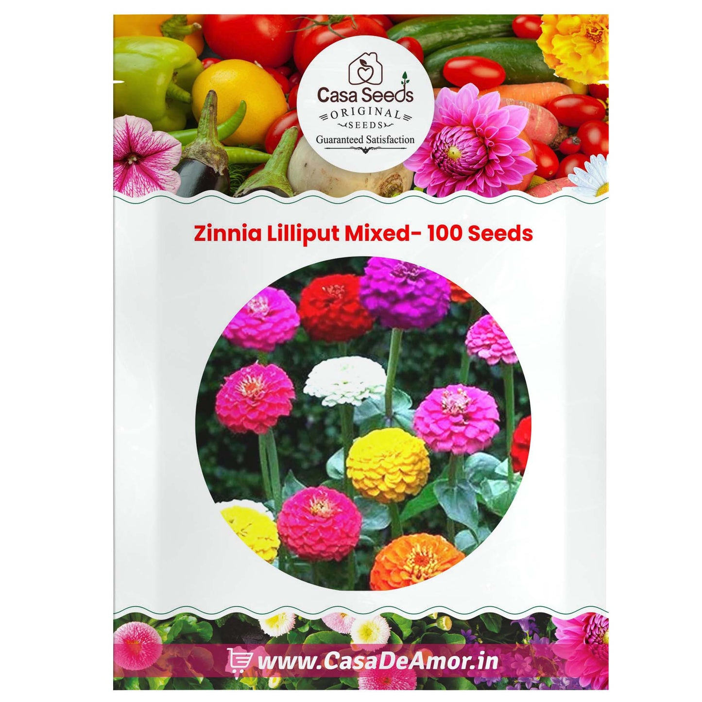 Zinnia Liliput Mixed- 100 Seeds