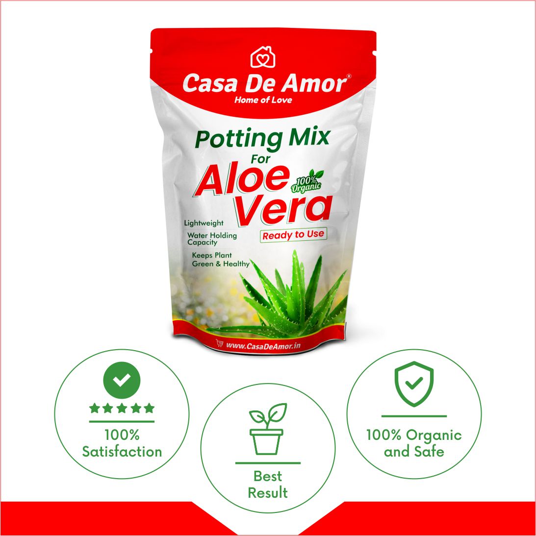 Casa De Amor Aloe Vera Potting Soil Mix, 100% Organic Special Research Based Formula for All Aloe Vera Plants