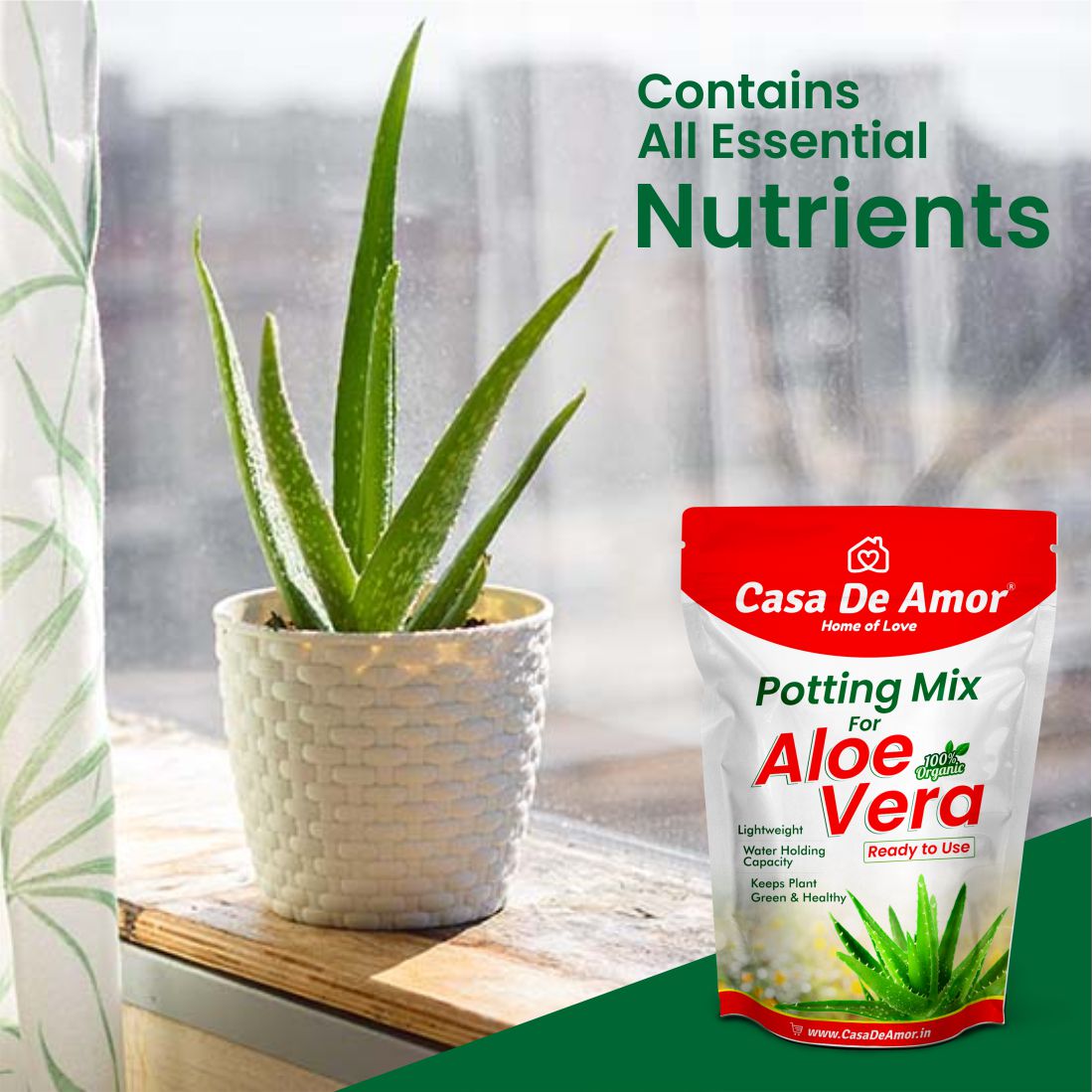 Casa De Amor Aloe Vera Potting Soil Mix, 100% Organic Special Research Based Formula for All Aloe Vera Plants