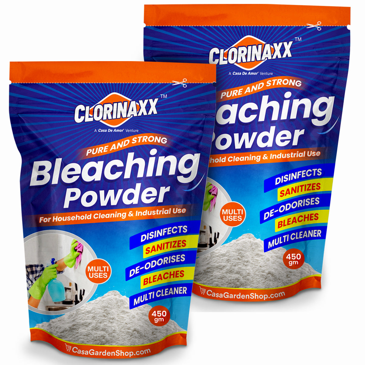 Clorinaxx Bleaching Powder For Household & Kitchen Cleaning, Disinfectant Spray to Kill Fungus, Germs, Bacteria, Floor Cleaner, Toilet Cleaner, Overhead Tank Cleaner and Multi Uses