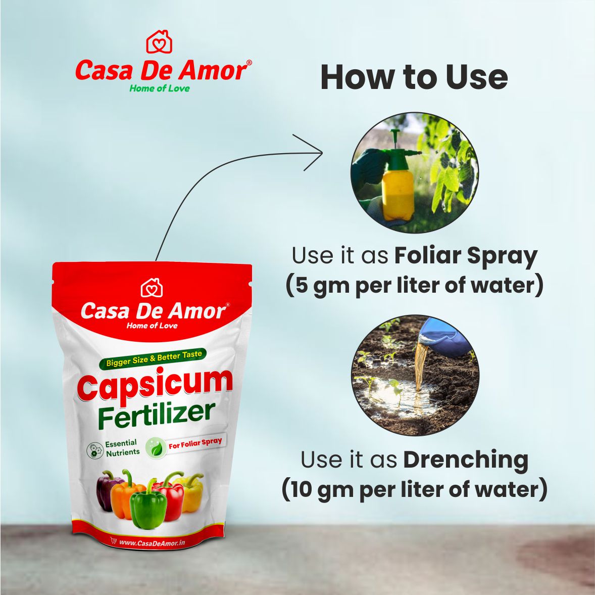 Casa De Amor Capsicum Plant Fertilizer for Home, Kitchen and Terrace Gardening