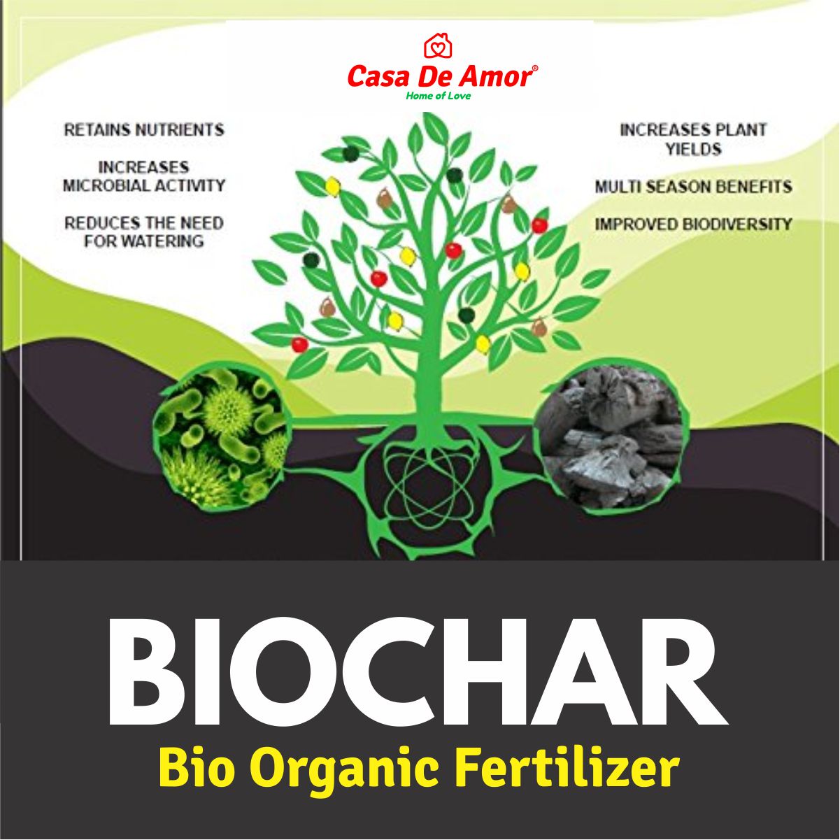 Casa De Amor Biochar Perfect Soil Amendment for Gardening (900 gm)