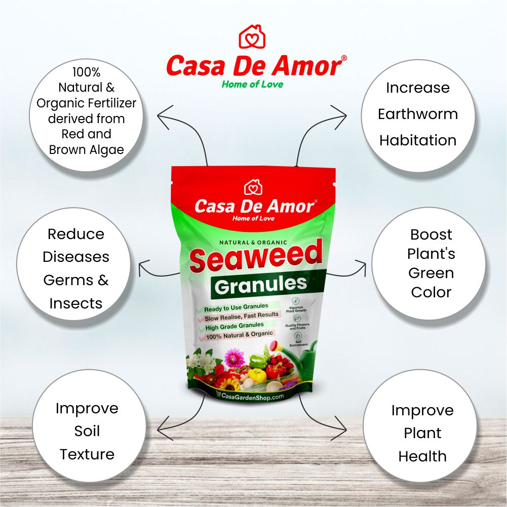Casa De Amor Seaweed Granules Organic Fertilizer, Plant Growth Promoter & Bio-Stimulant, Suitable for All Types of Plants