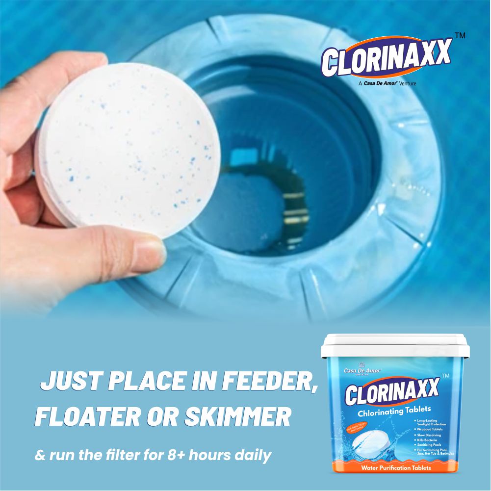 Casa De Amor Clorinaxx Swimming Pool Water Purifier Tablet Chlorine TCCA 90, 200 gm Tablets