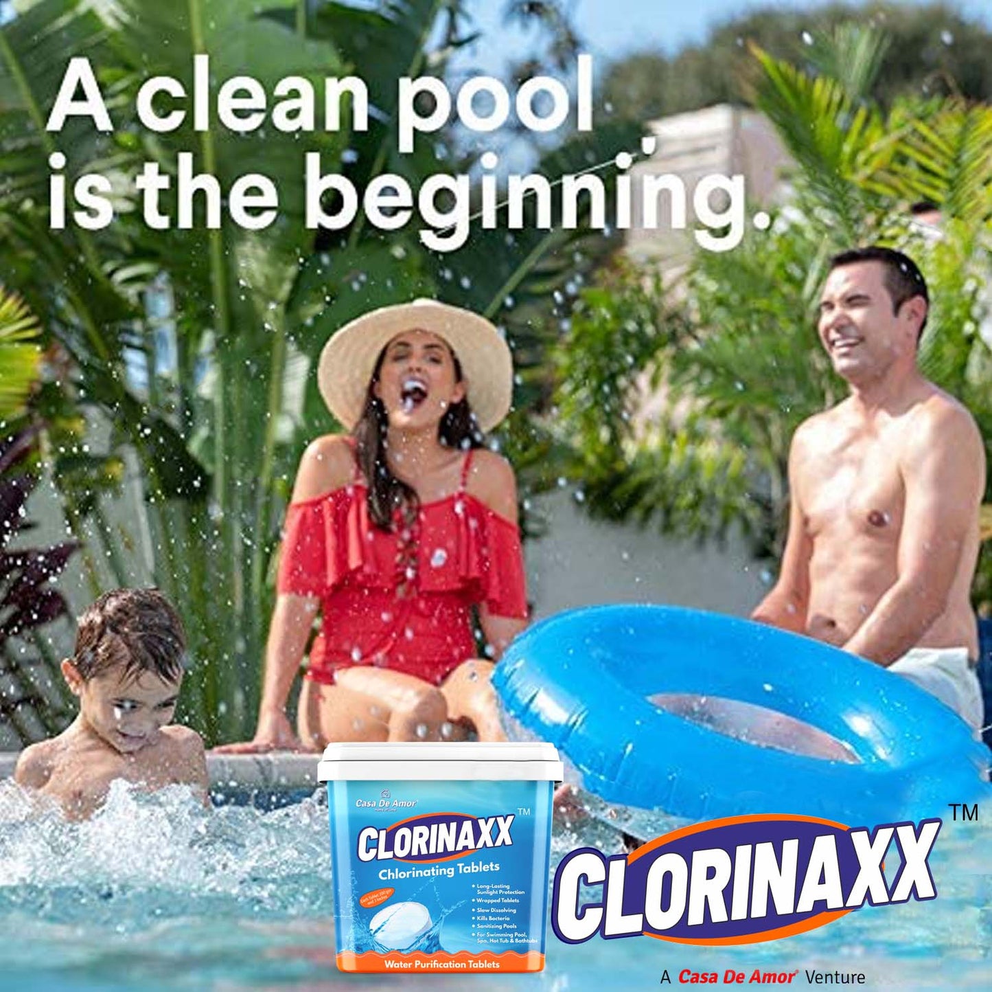 Casa De Amor Clorinaxx Swimming Pool Water Purifier Tablet Chlorine TCCA 90, 200 gm Tablets