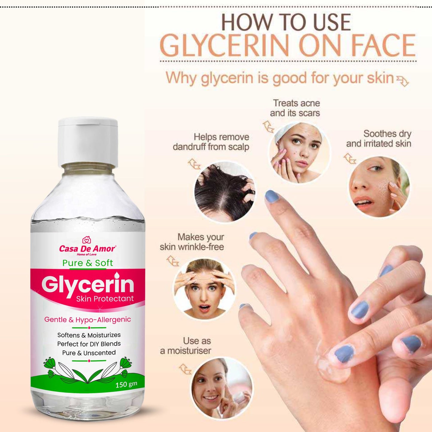 Casa De Amor Glycerin Pure Liquid For Soft & Moisturize Skin, Anti-Aging, Face, Lips, DIY, Soap Making, Beauty & Skin Care