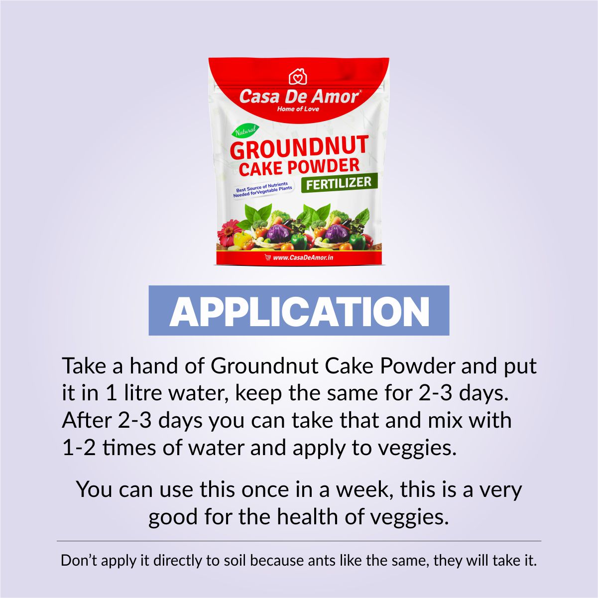 Casa De Amor Natural Groundnut Cake Powder Fertilizer for Home, Balcony, Terrace & Outdoor Gardening (900 Gm)