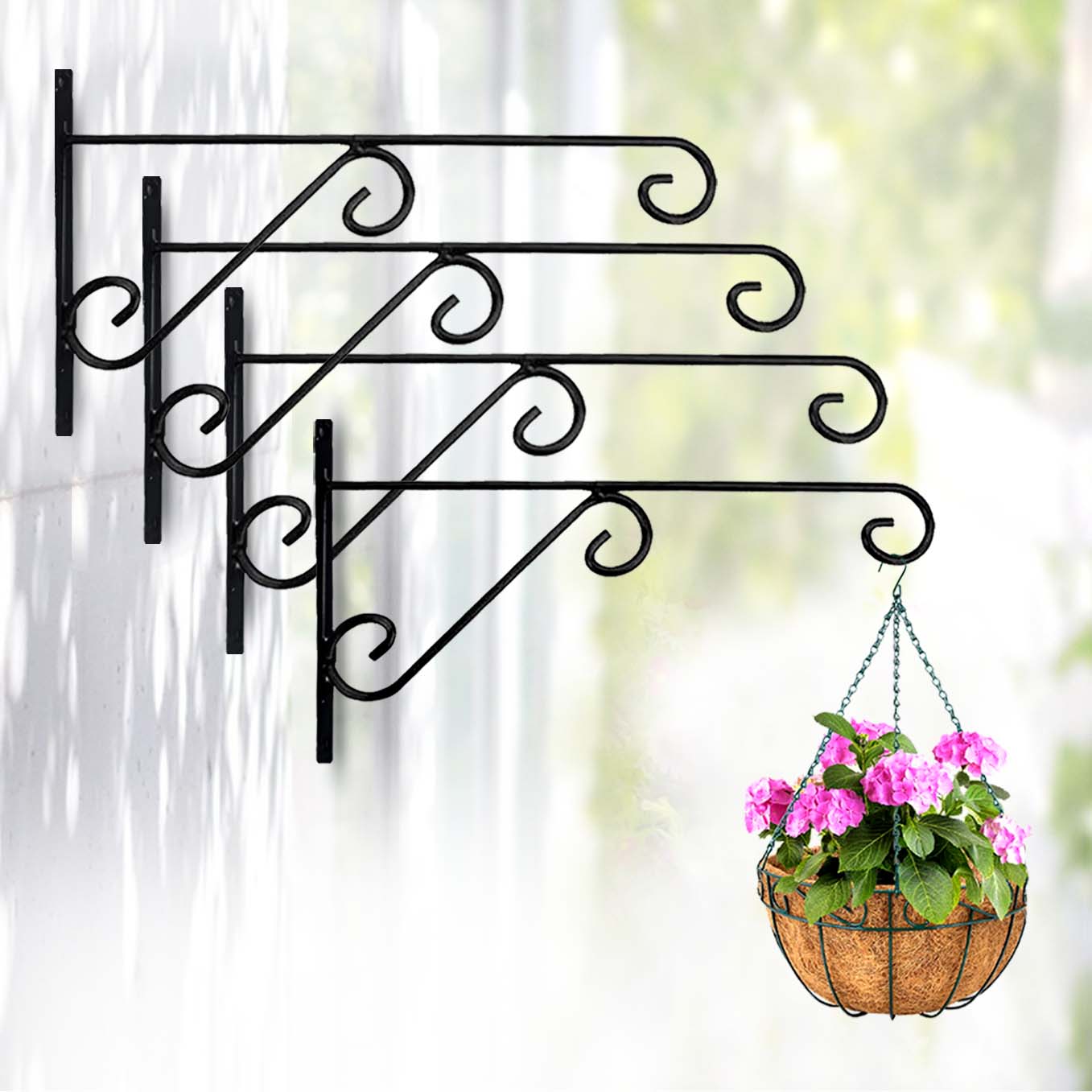 Casa De Amor Plant Hanger Brackets Wall Mounted-Metal Hooks for Flower Planter Bird Feeder Wind Chimes