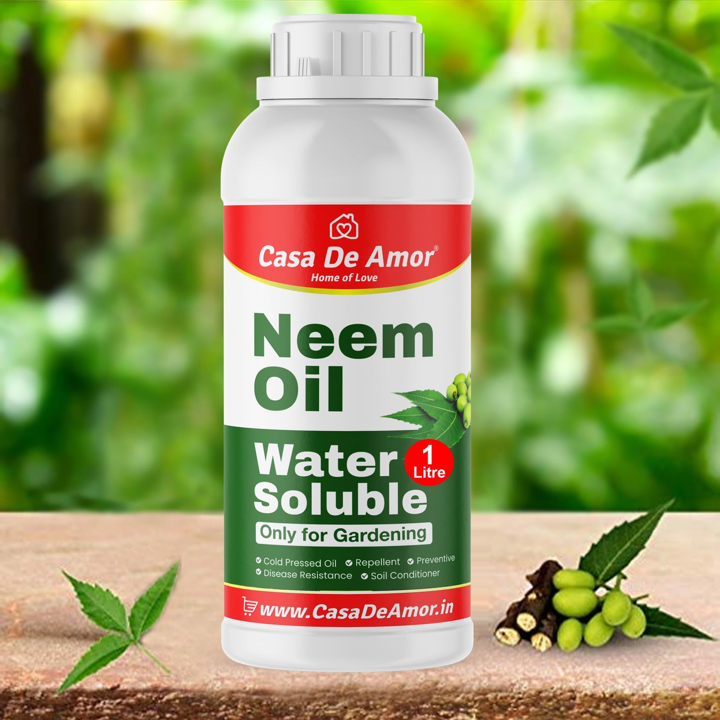 Casa De Amor Organic Cold Pressed, Water Soluble, Neem Oil for Plants & Garden  with Measuring Cup