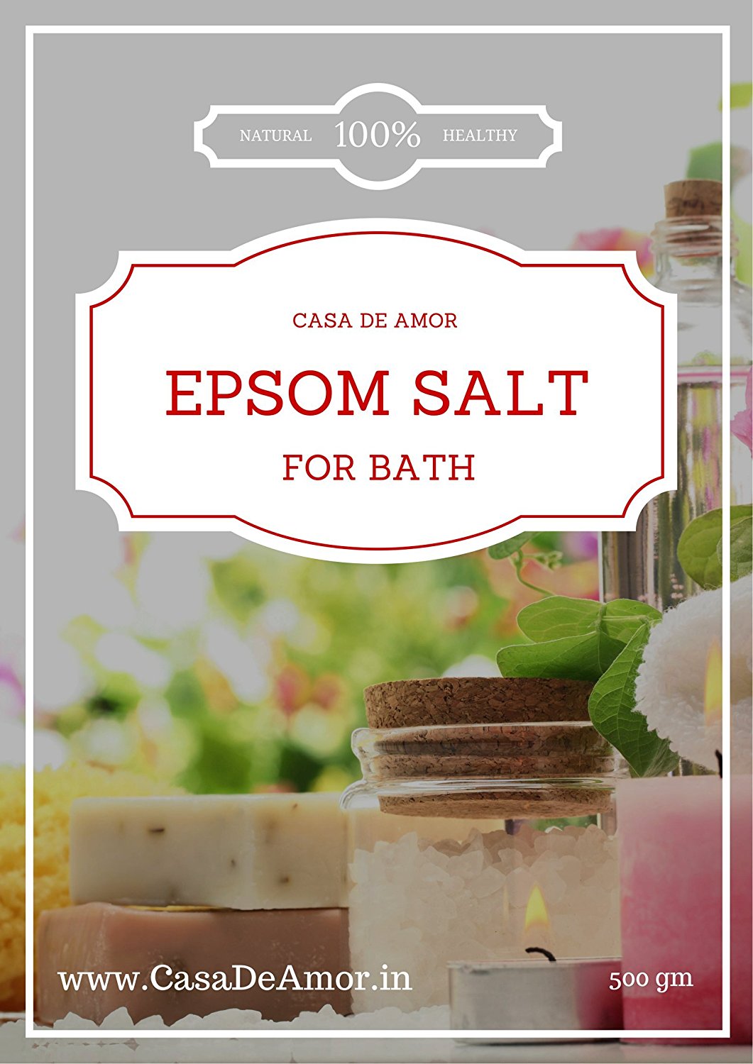 Epsom Salt for Bath and Spa, Pure and Healthy, 500 gm - Casa De Amor Organic Gardening India