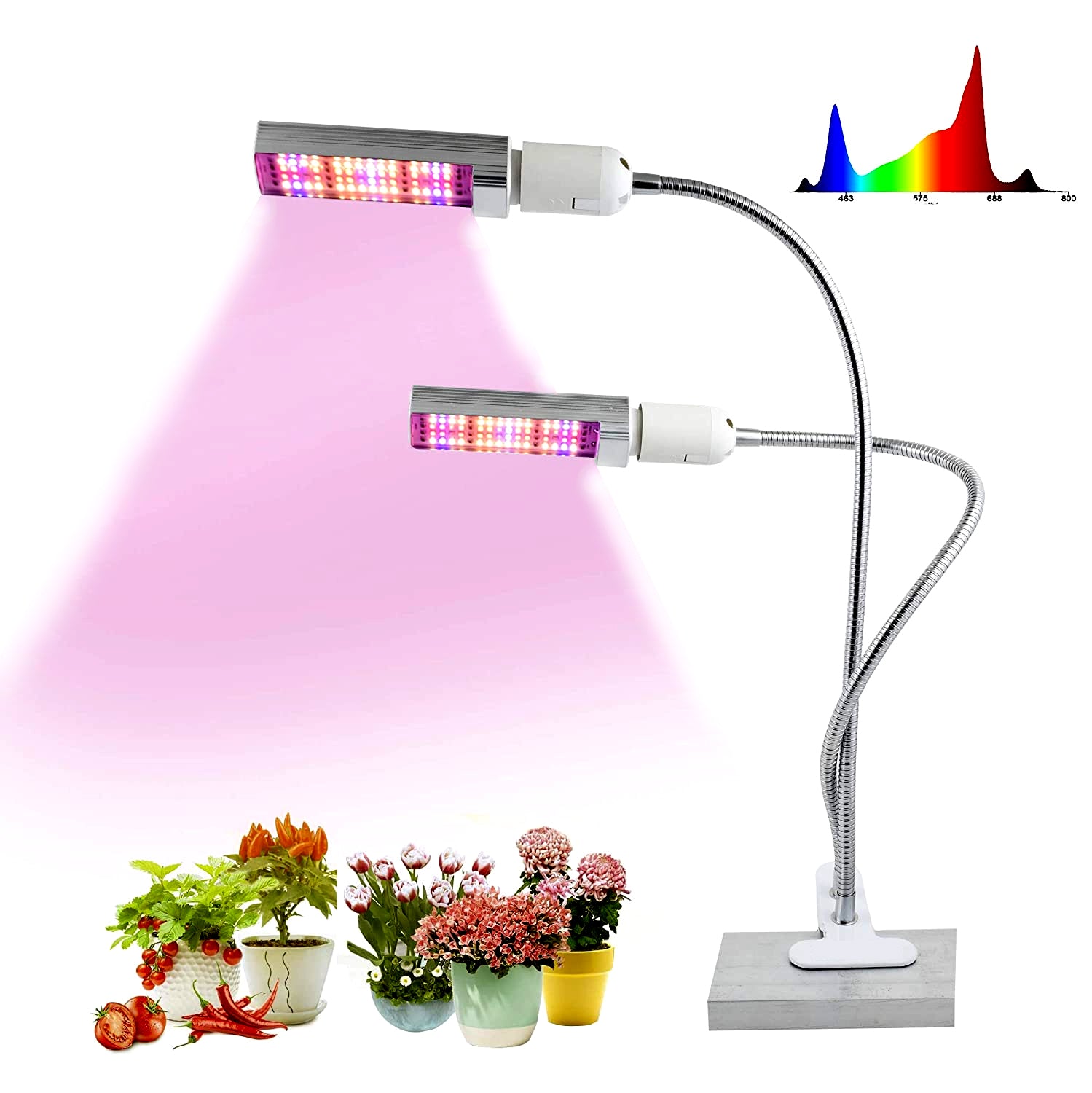 Casa De Amor 20W e27 LED Grow Bulbs with Gooseneck Lamp Holder White