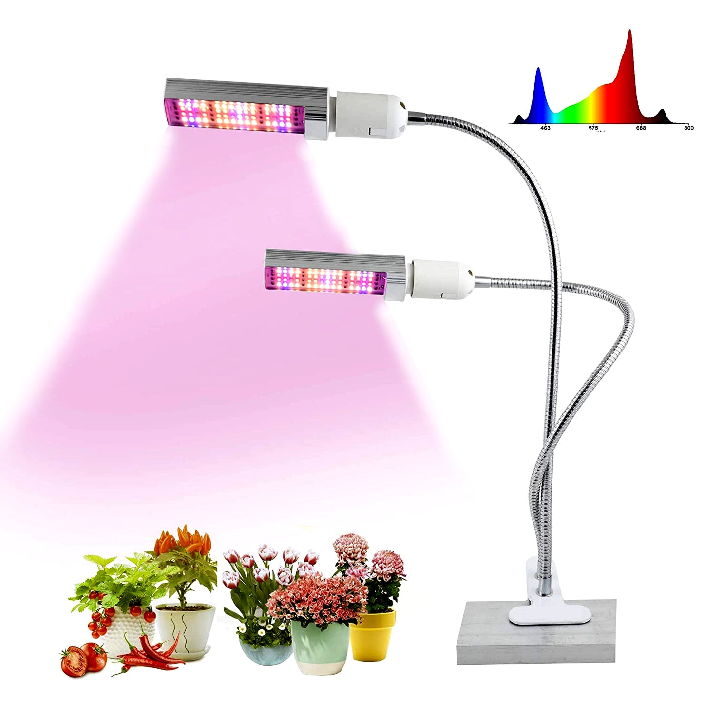 Casa De Amor 20W e27 LED Grow Bulbs with Gooseneck Lamp Holder (White)