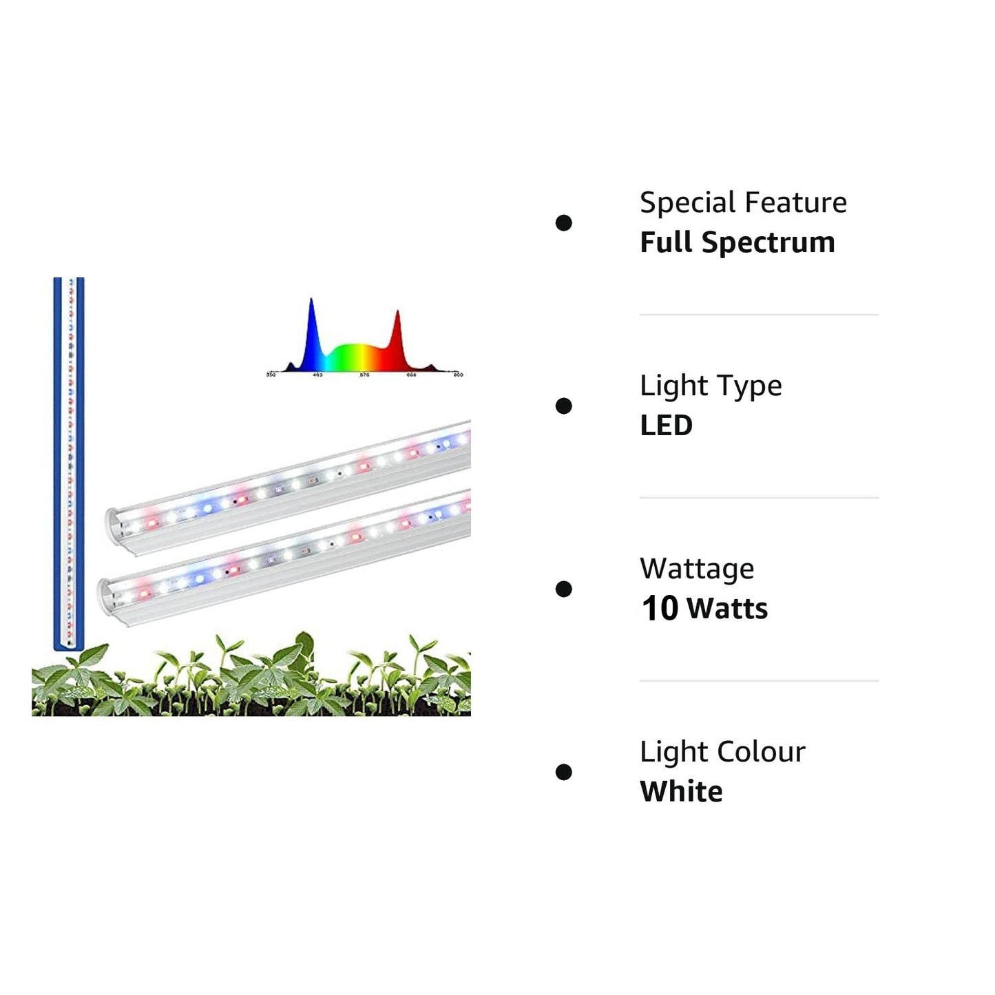Casa De Amor Grow Lights 10W Leafy Greens Full Spectrum High Efficiency LED Grow Tube in India for Indoor Plants Gardening Hydroponics Greenhouse Farming(Pack of 4)