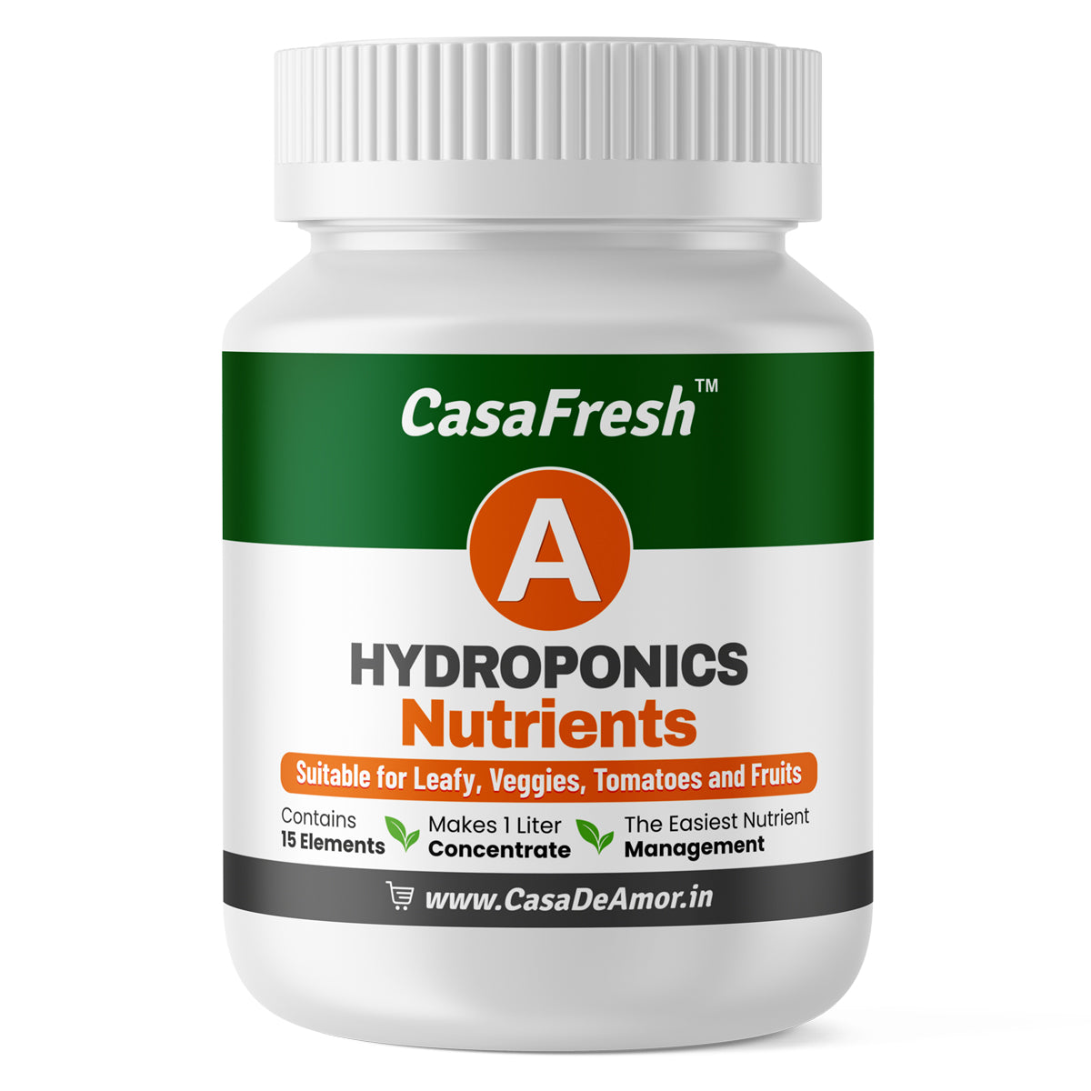 Casa De Amor Hydroponic A&B Nutrients - For Leafy, Veggies, Tomatoes & Fruits, 15 Elements, 200L Solution, Balanced Plant Nutrition