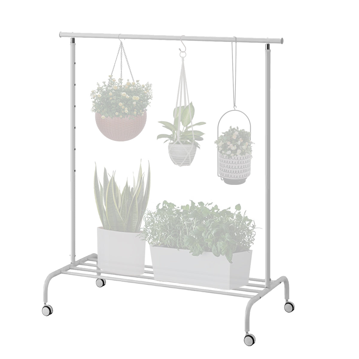 Casa De Amor Rack for Hanging Planters and Plant Stand, Suitable for Indoor and Balcony gardening, White